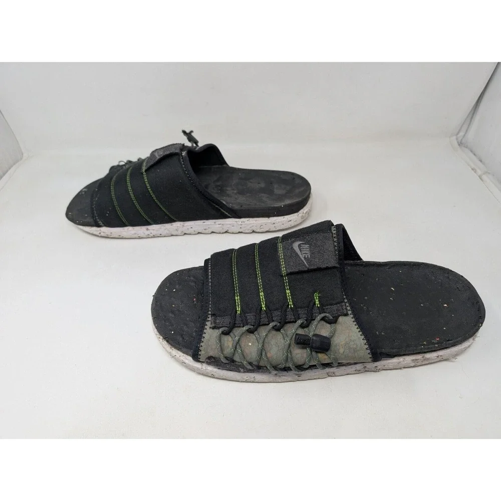 Nike Asuna Men's Size 14 Crater Slides Black Green Sandal DJ4629-002‎